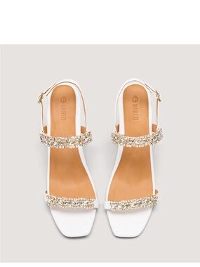 Bared Footwear sz 38 Chilia White Leather Crystal Embellished High Heels